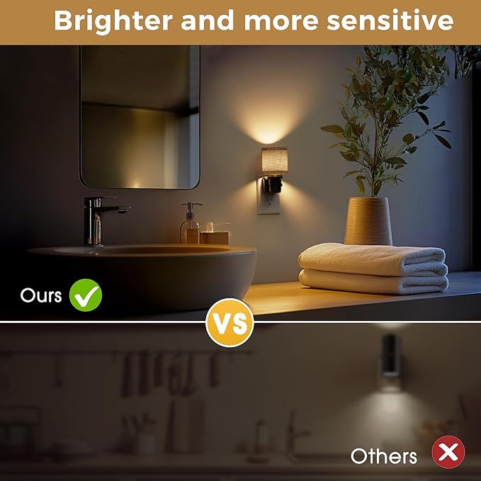 L LOHAS LED Night Lights Plug into Wall, Linen Fabric Cylinder Decor Night Light - Image 6