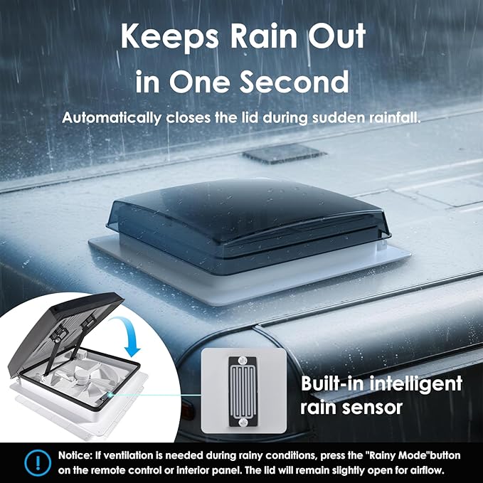 2012 14" RV Roof Vent Fan with Voice Control & 4-Color LED Light, Air Max Ultra - Image 8