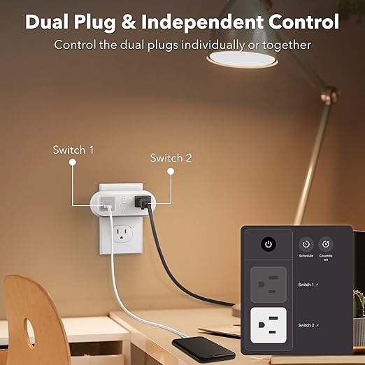 HBN Smart Plug 15A, WiFi Outlet Extender Dual Socket Plugs Works - Image 4