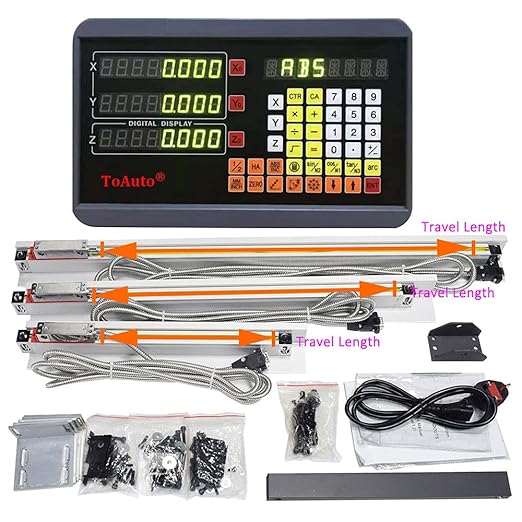 26" 30" 12" DRO 3 Axis Digital Readout 5um Precision Linear Glass Scale - Image 2