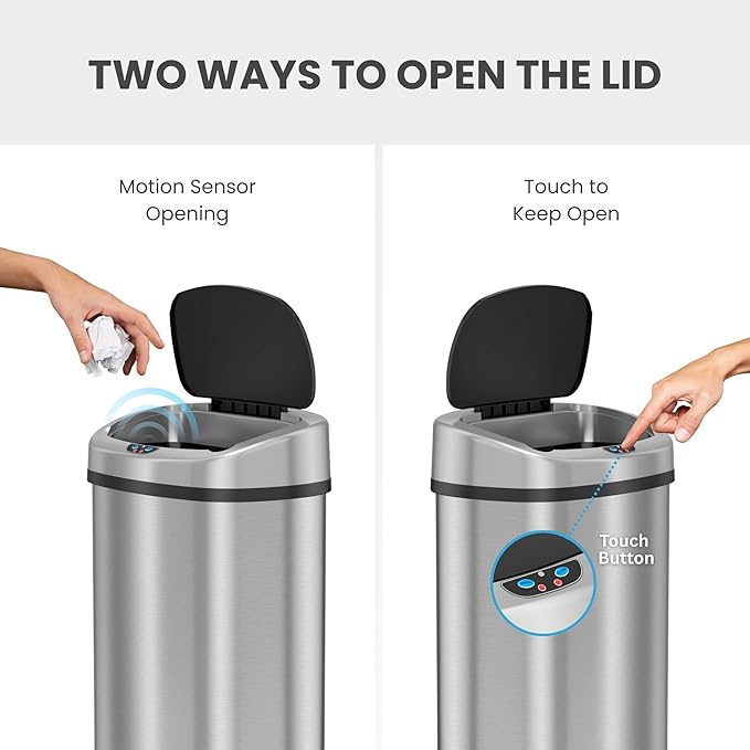 iTouchless 13 Gallon Oval Sensor Trash Can - Image 3