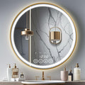24 Inch Wall-Mounted Round Bathroom Mirror by LIGHTINGUPYOURBEAUTY