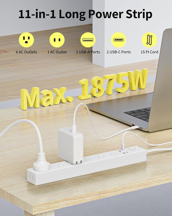 15 Ft Power Strip Surge Protector - Image 2