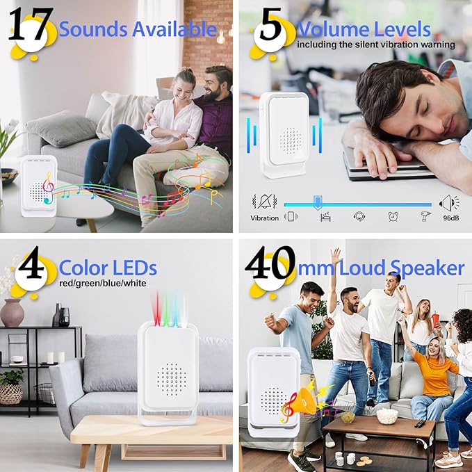 Motion Sensor Alarm Motion Detector Alarm Doorbell Indoor Alarms Business Door - Image 6