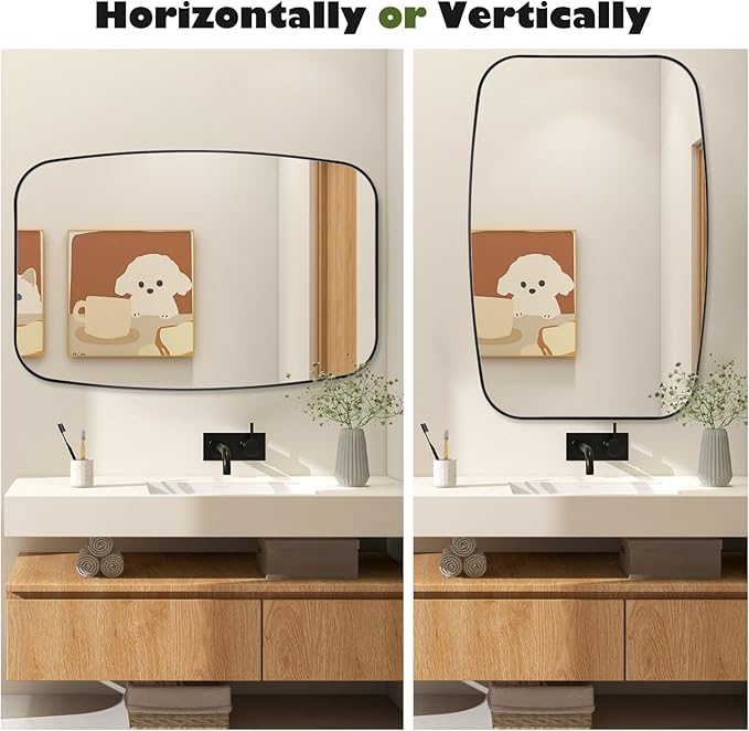 Black Oval Mirror, Oblong Bathrrom Mirror Modern Anti Rust - Image 4