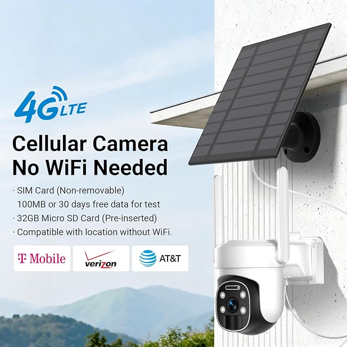 HUEVUE 4G LTE Cellular Security Camera Outdoor, 2K No WiFi Solar Camera Outdoor - Image 4