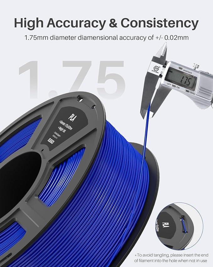 ELEGOO PLA Filament 1.75mm Gray 2KG, 3D Printer Filament Dimensional Accuracy - Image 2