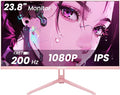 SKitphrati Pink 24 inch Gaming Monitor 200Hz Refresh Rate FHD 1080p Resolution by PCMonitor