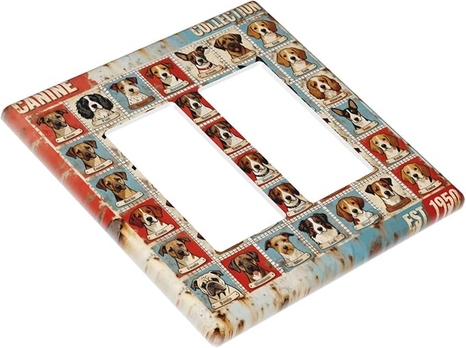 Bvtewkhz Dogs Funny Puppy Pets Vintage 2 Gang Double Rocker Decorative Outlet - Image 3
