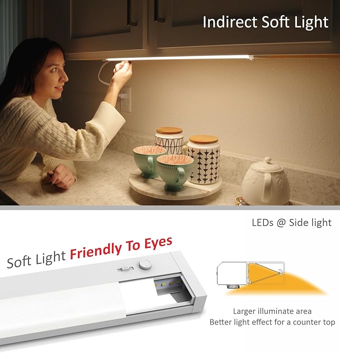 Leetdud Under Cabinet Lighting Plug in or Hardwired Built-in Dimmer, 32 Inch 16W - Image 7