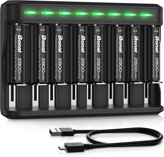 BONAI AA Rechargeable Batteries 2800mAh 8pack by BONAI