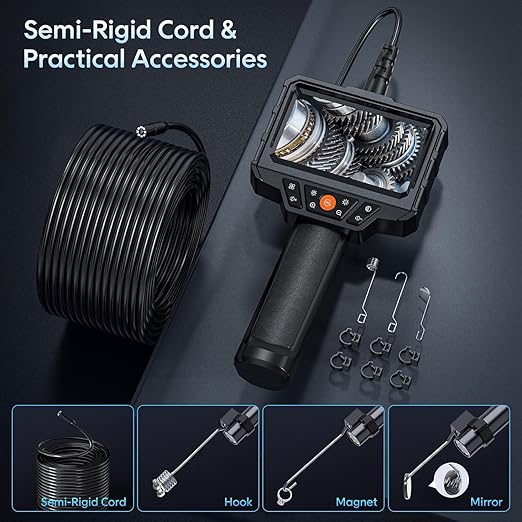 Endoscope with Light and 50ft Semi-Rigid Cable, Handheld Borescope 4.3'' HD - Image 5