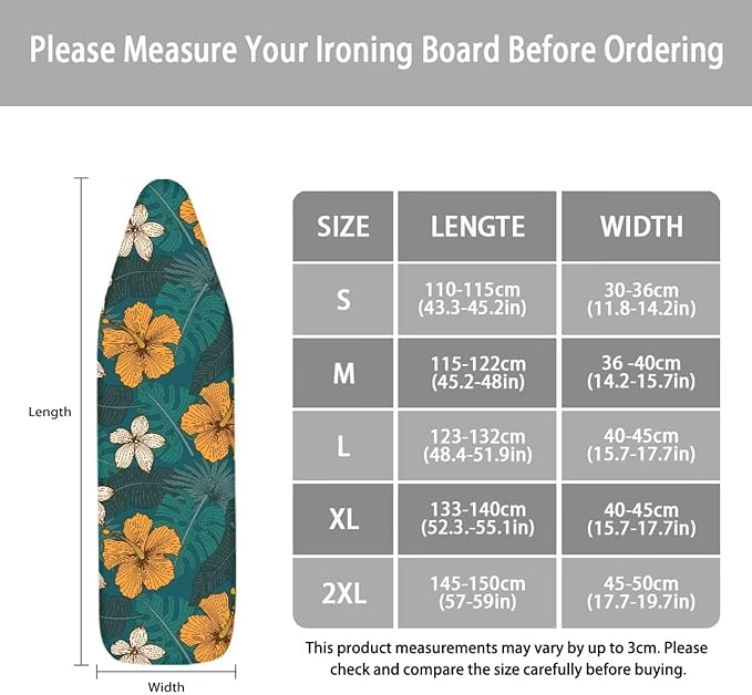 ZCFYGDX Hawaiian Flower Leaf Print Ironing Board Cover Extra Large, Elastic - Image 5