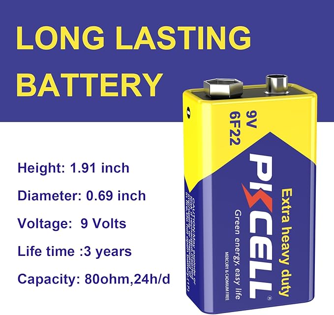 PKCELL 9V Batteries, 16 Pack 9 Volt Batteries Carbon Zinc, 9V Battery - Image 3