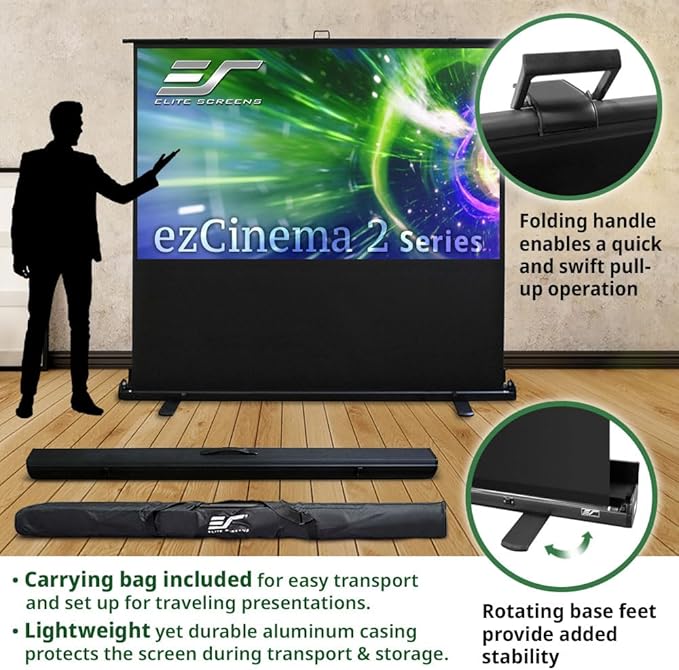 Elite Screens ezCinema 2, 110-inch 16:10 Portable Manual Floor Pull Up Scissor - Image 5