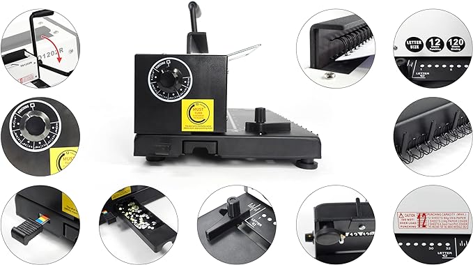 Rayson TD1202R Wire Binding Machine, 3:1 Pitch Round Hole Coil Binder Hole Punch - Image 2