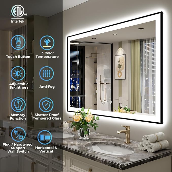 YEELAIT 51x40 Inch LED Bathroom Mirror - Image 2