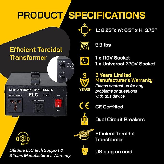 ELC T Series 1500+ Watt Voltage Converter Transformer - Image 8