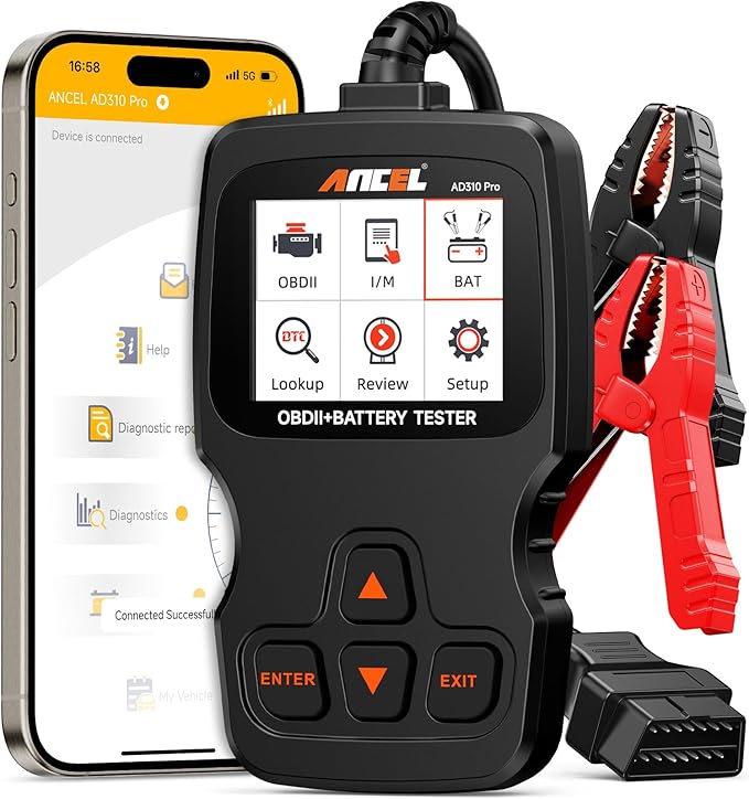 ANCEL AD310 Pro 2-in-1 OBD2 Scanner & Car Battery Tester, Diagnostic Tool by ANCEL