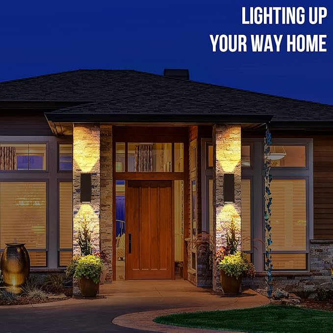 wowlite Modern Up Down Wall Lights Outdoor Dusk to Dawn Photocell Sensor - Image 6