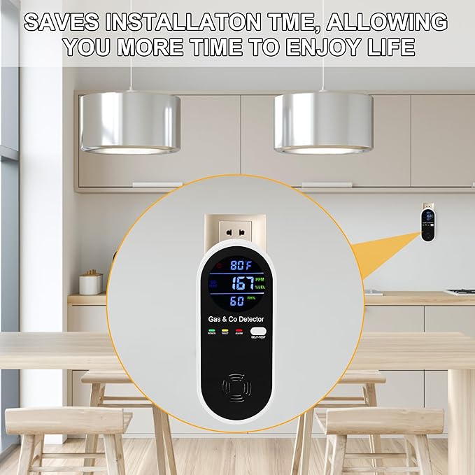 Koabbit Natural Gas & Carbon Monoxide Detector, Plug in Carbon Monoxide Alarm - Image 5