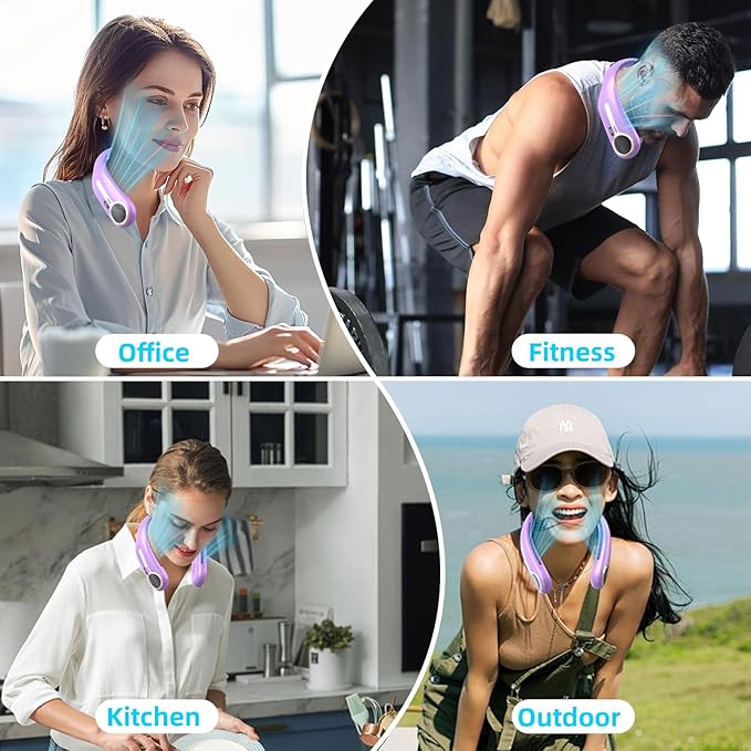 Portable Neck Fan, Hands Free Personal Wearable Bladeless Fan, 6000mAh USB - Image 4