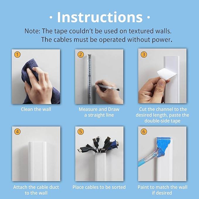 ZhiYo TV Cord Cover for Wall, 31.5 inch Cable Concealer, Cord Hider for Wall - Image 6