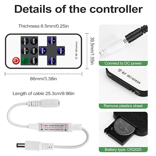RF Mini Wireless LED Remote Controller - Image 5