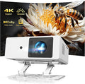 Smart Mini Projector with WiFi 6 and Bluetooth, 4K Support Outdoor Movie by QKG
