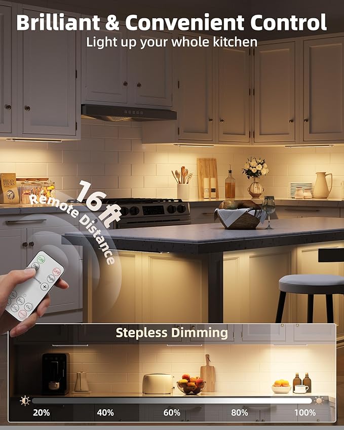 EZVALO 3 Pack Under Cabinet Lighting, Rechargeable Motion Sensor Light - Image 5