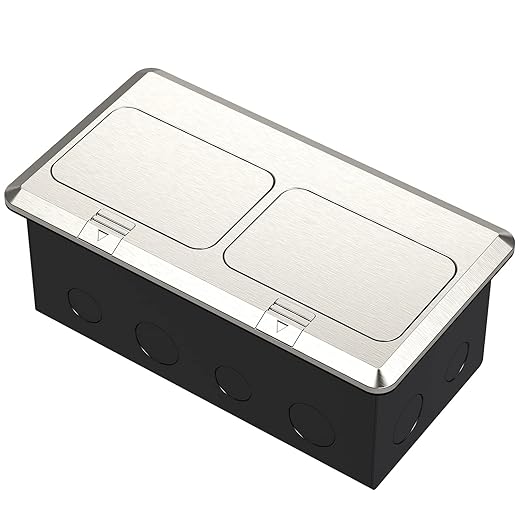 KYHSHJ Dual Pop-Up Floor Electrical Outlet Box Kit，20 Amp Stainless Steel GFCI - Image 2