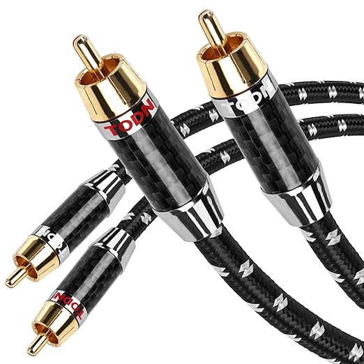 TODN Auidophile 2RCA Male to Male Stereo Audio Cable, OFC RCA Cables by TODNAudio