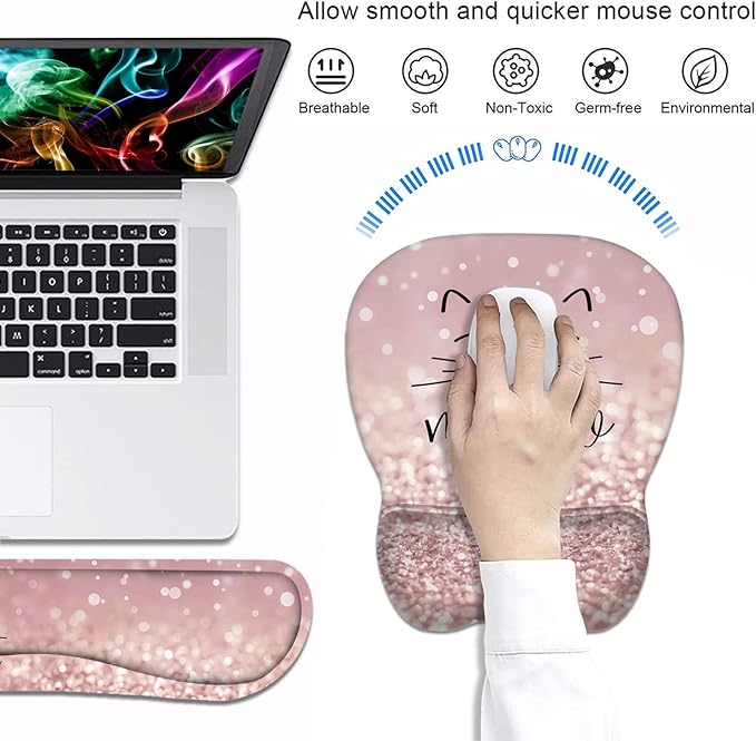 Ergonomic Mouse Pad Wrist Support and Keyboard Wrist Rest Set - Image 3