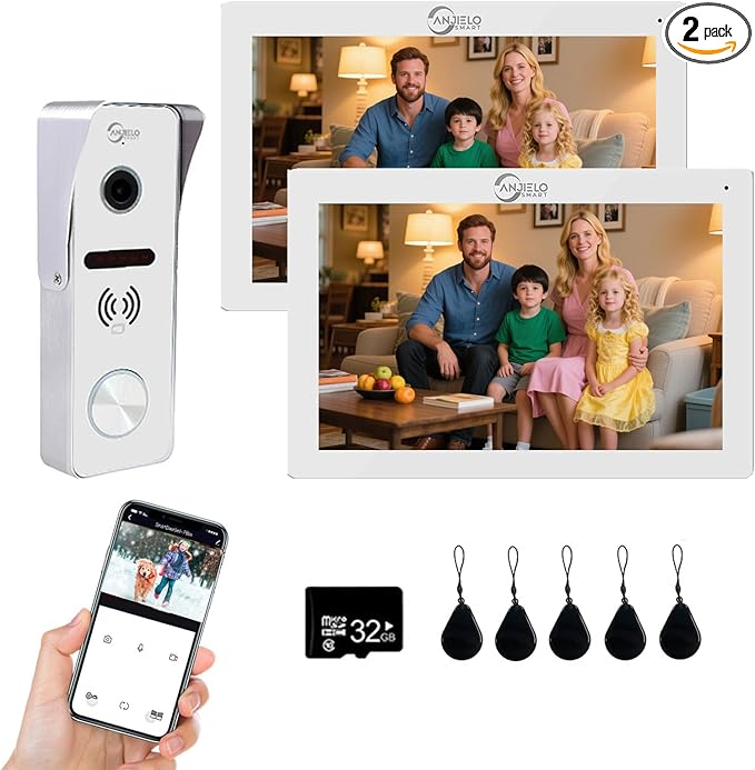 Wired Video Doorbell Intercom System 7 inch Monitor 1080P HD Camera Entry by ANJIELOSMART