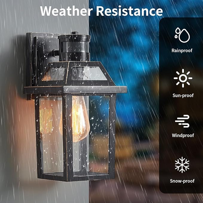 Yisuro Motion Sensor Outdoor Wall Lights, Porch Light Outdoor 3 Lighting Modes - Image 4