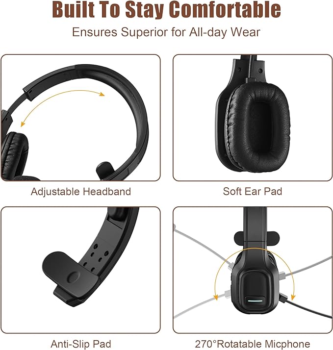 COMEXION Trucker Bluetooth Headset V5.0, Wireless Headset - Image 3