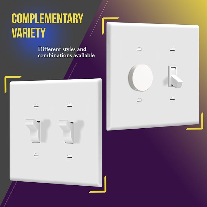 ENERLITES Toggle Switch Wall Plate, 2-Gang 4.88" x 4.92", UL Listed, - Image 3