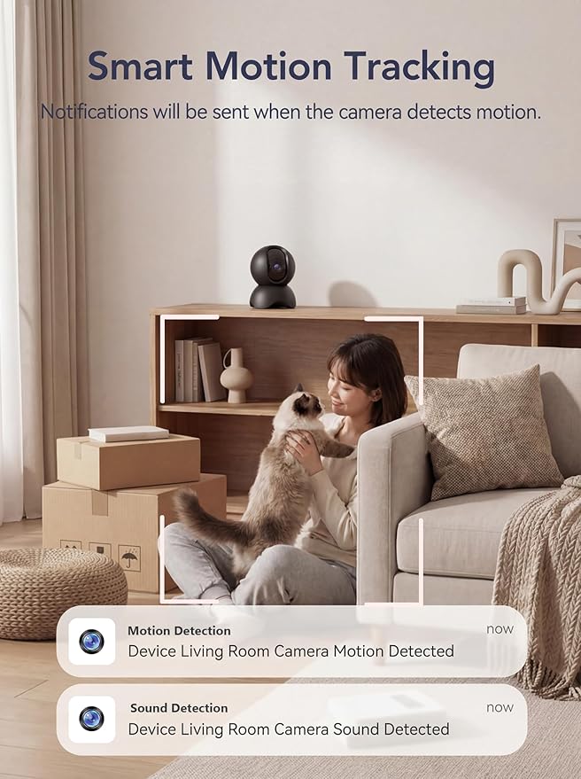 YYSY 2K 2.4G&5G Indoor Security Camera, 2 Packs Pet/Dog/Baby Security Camera - Image 3