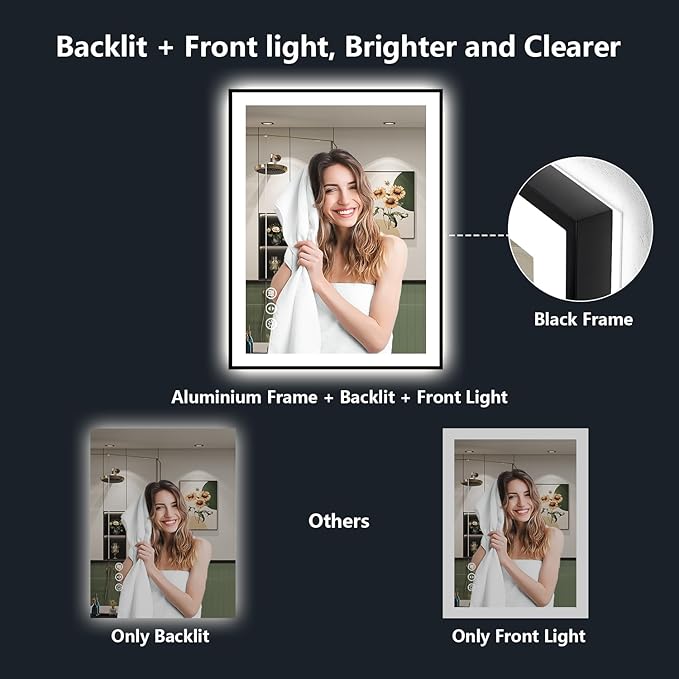 YEELAIT 24x30 Inch LED Bathroom Mirror - Image 3