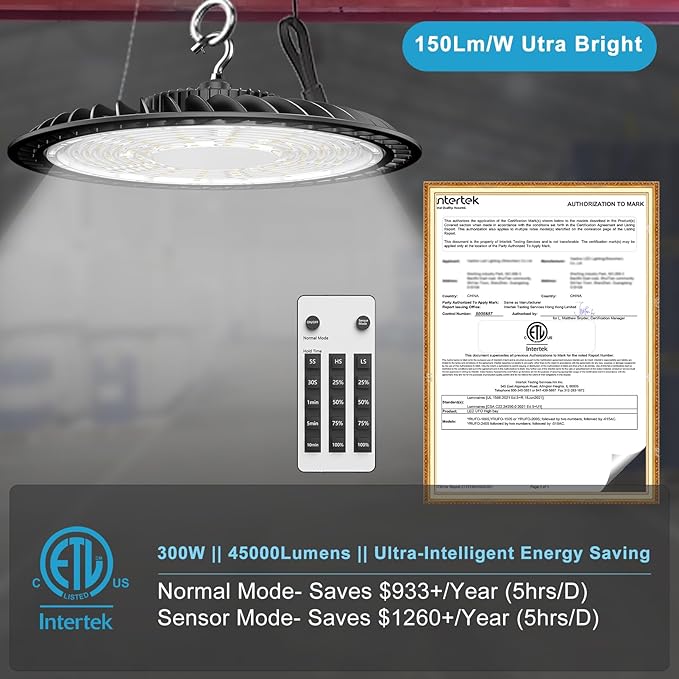 Lightdot Smart LED High Bay Light 300W 45000lm Commercial Bay Lighting 5000K - Image 2