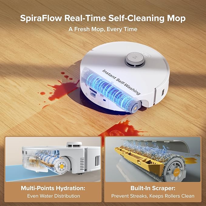 roborock Qrevo Curv 2 Flow Robot Vacuum and Mop, SpiraFlow Real-Time - Image 2