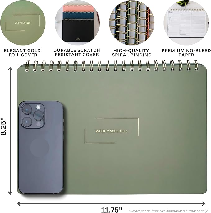 | Durable & Sleek | Undated Daily and Weekly Planner | 8.25" x 11.75" | To Do - Image 2