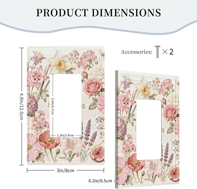 Bvtewkhz Floral Plant Watercolor Flowers 1 Gang Single Rocker Decorative Outlet - Image 5