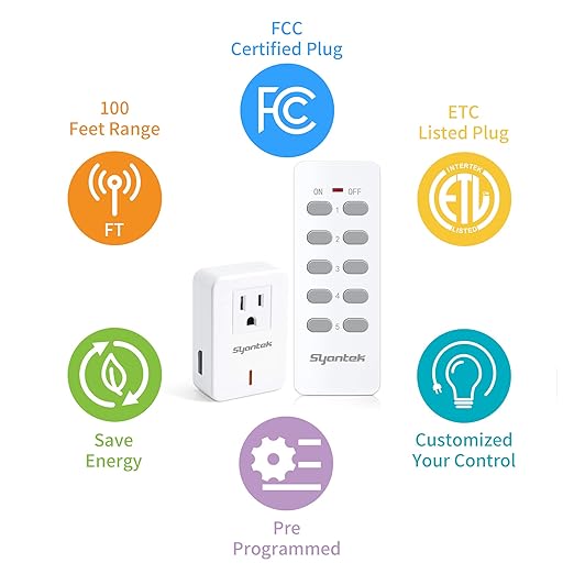 Syantek Remote Control Outlet Wireless Light Switch - Image 2