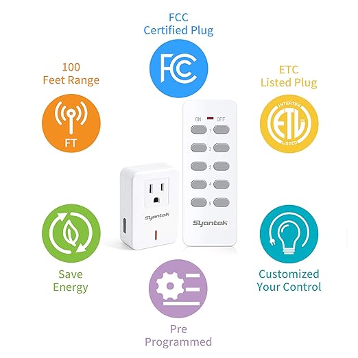 Syantek Remote Control Outlet Wireless Light Switch - Image 3