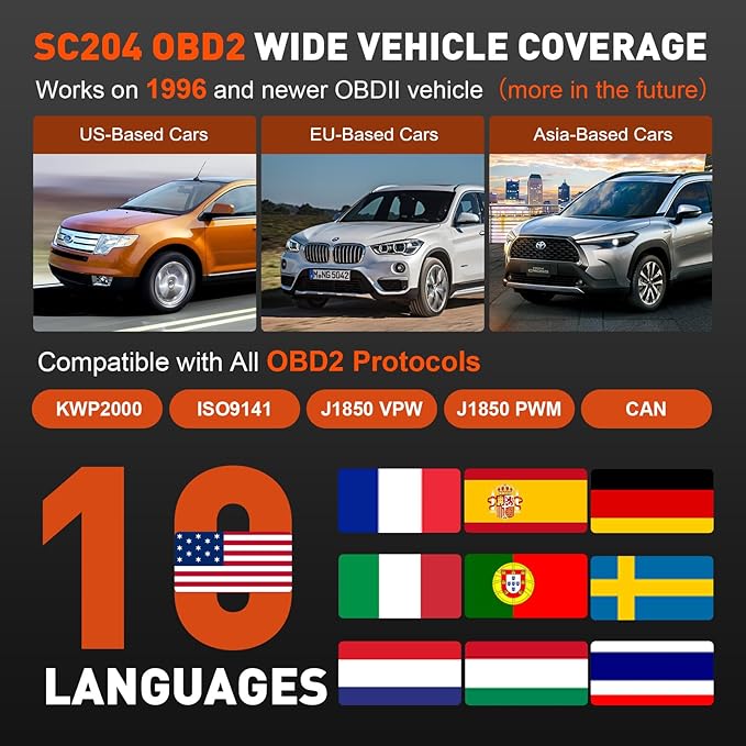 CGSULIT Scan Tool SC204 OBD2 Scanner, Check Engine Light Code Reader - Image 7