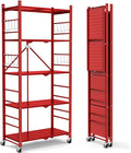 Storage Shelves with 20 Hooks, 5-Tier Foldable Shelves by Himix