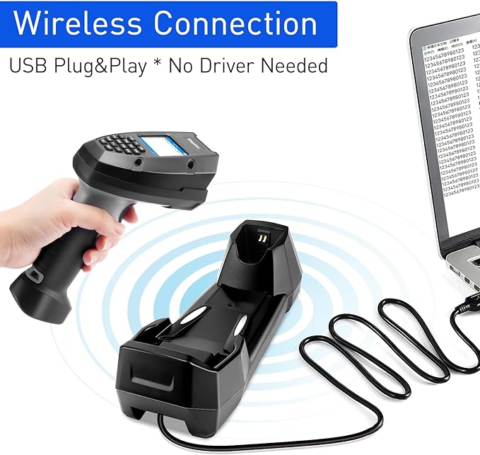 1D 2D Wireless Barcode Scanner, Onewscan Portable Inventory Scanner - Image 2