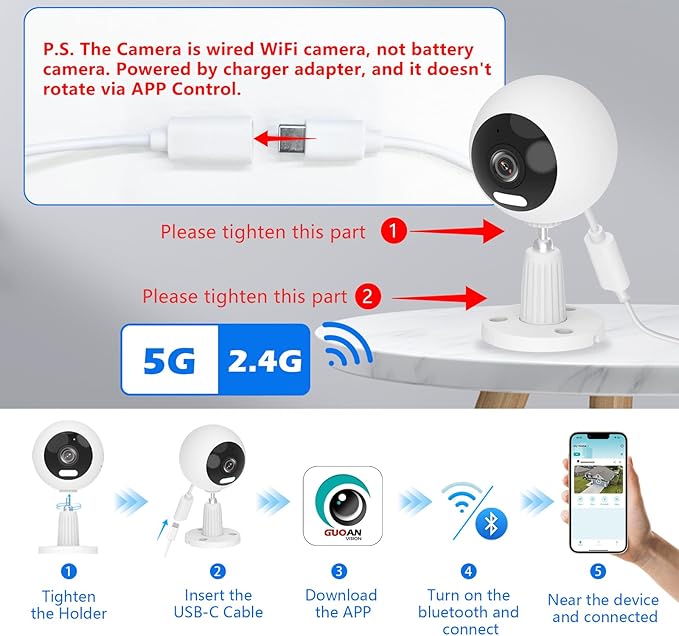 GUOANVISION 5G Cameras for Home Security, 3MP Outdoor Indoor Security Camera - Image 5