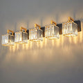 FDPBY Modern Bathroom Vanity Light 5-Lights Black Gold Crystal Wall Lamp by FDPBY